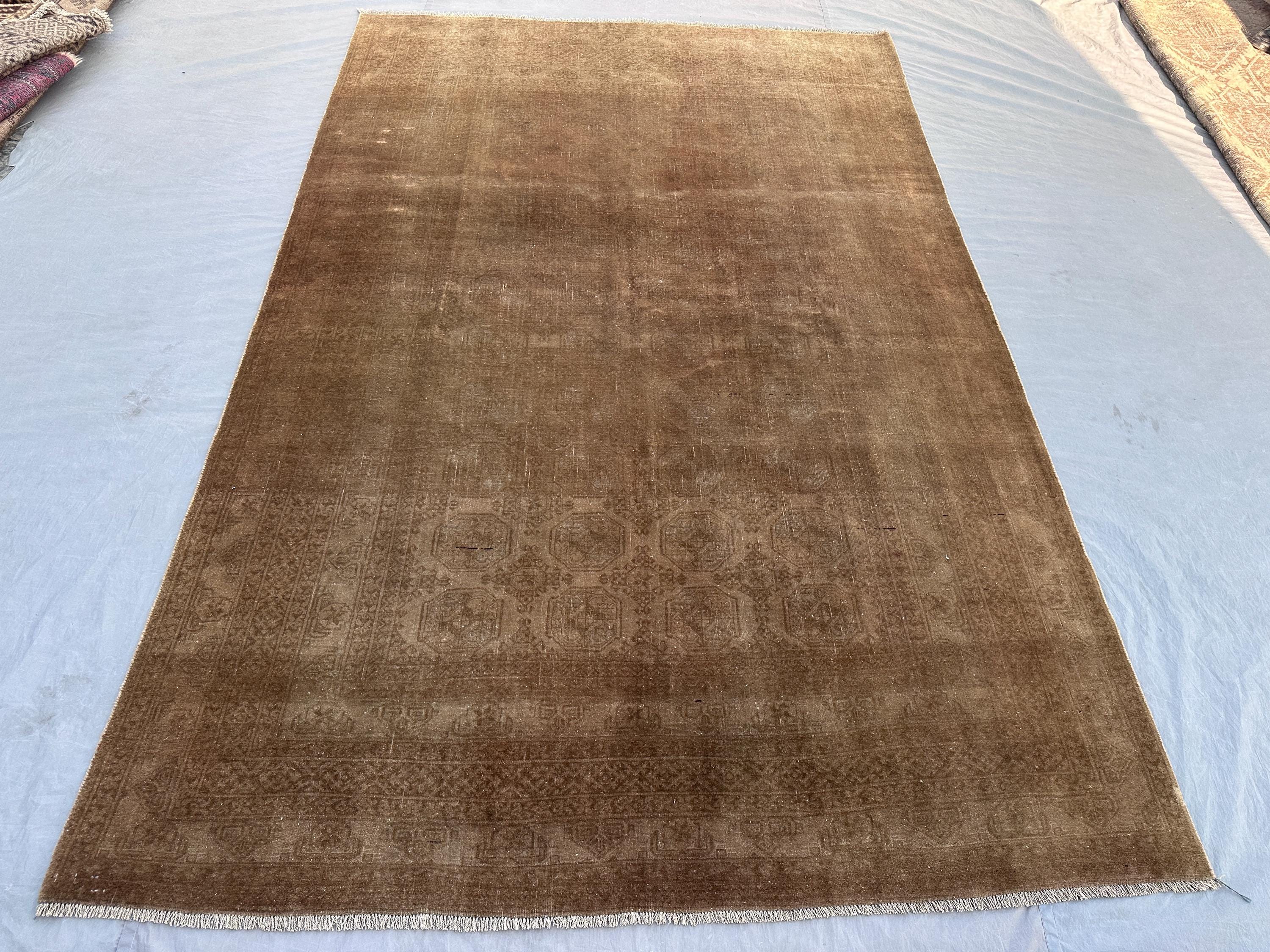 6.2 x 9.8 ft Afghan Hand-Knotted Vintage Rug Soft Pile Turkmen Bokhara Design One of a Kind Luxury Area Rug Large Size Red & Black