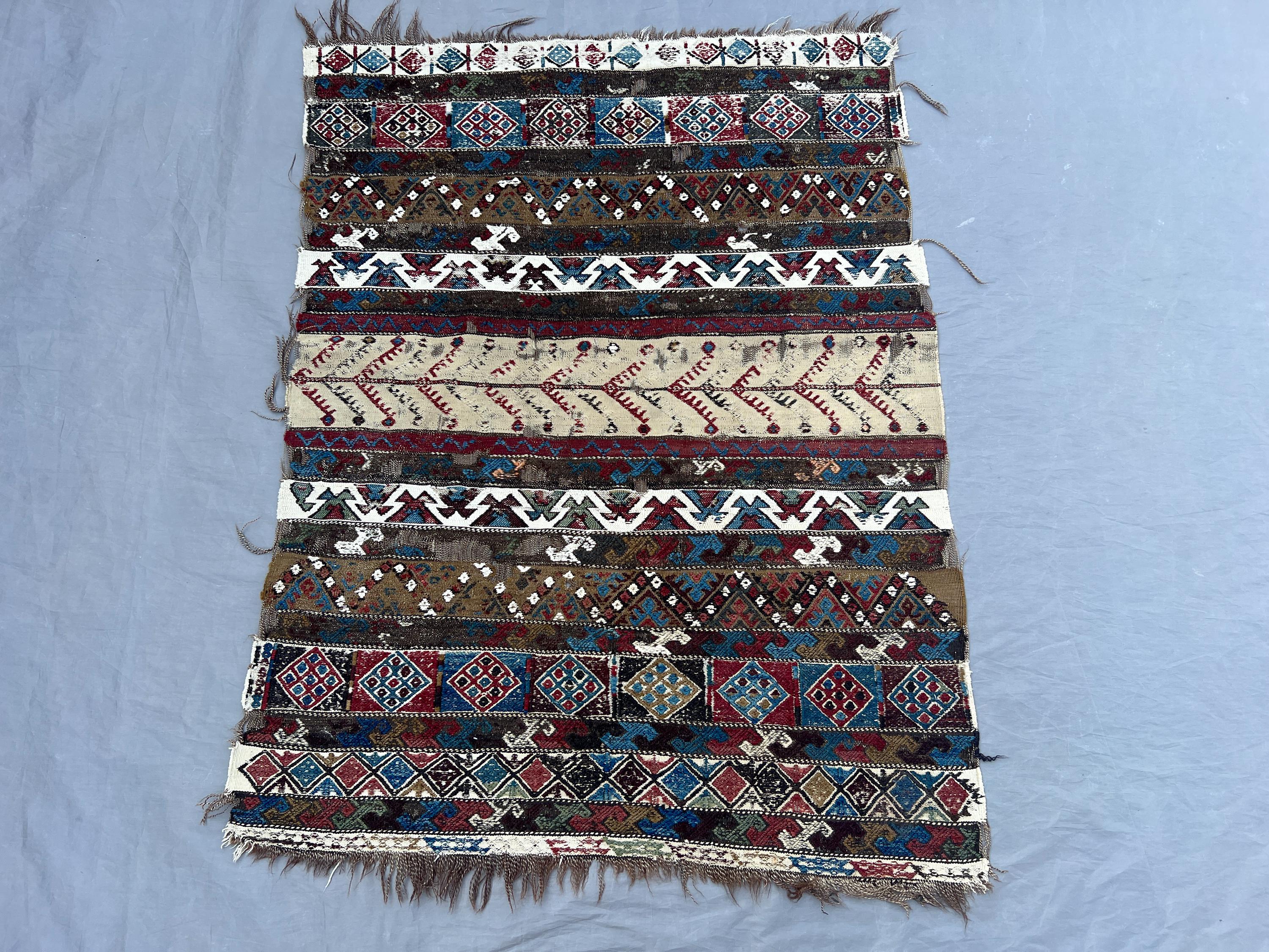 2.6 x 3.3 ft Afghan Sumak Kilim, Hand Woven Flat Weave Rug, Herat Tribal Multicolor Wool Carpet, Vintage One o