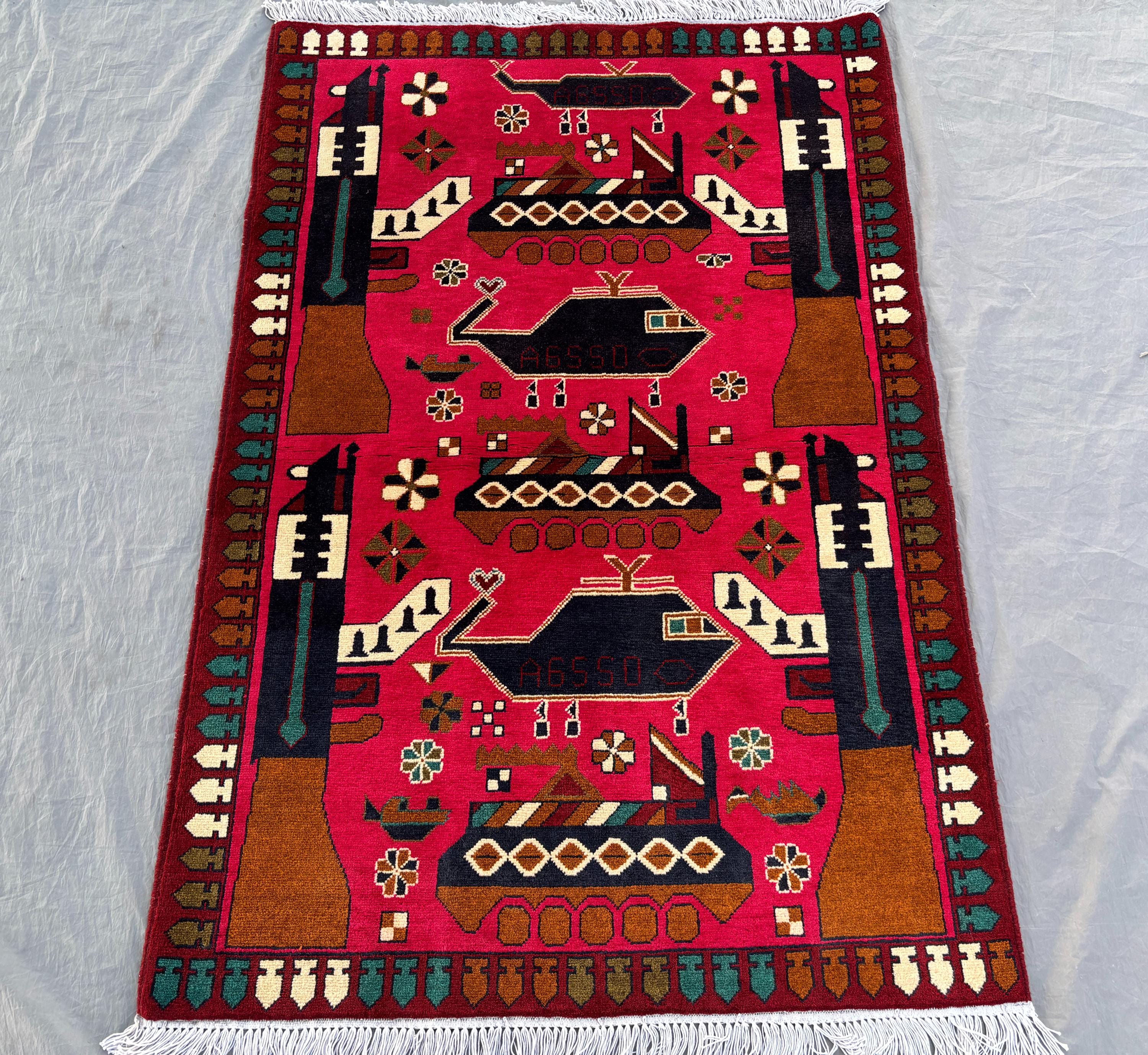 3 x 5 ft Afghan Hand-Knotted Vintage Rug Herat Design Soft Pile One of a Kind Unique Home Decor Cultural Boho Rug