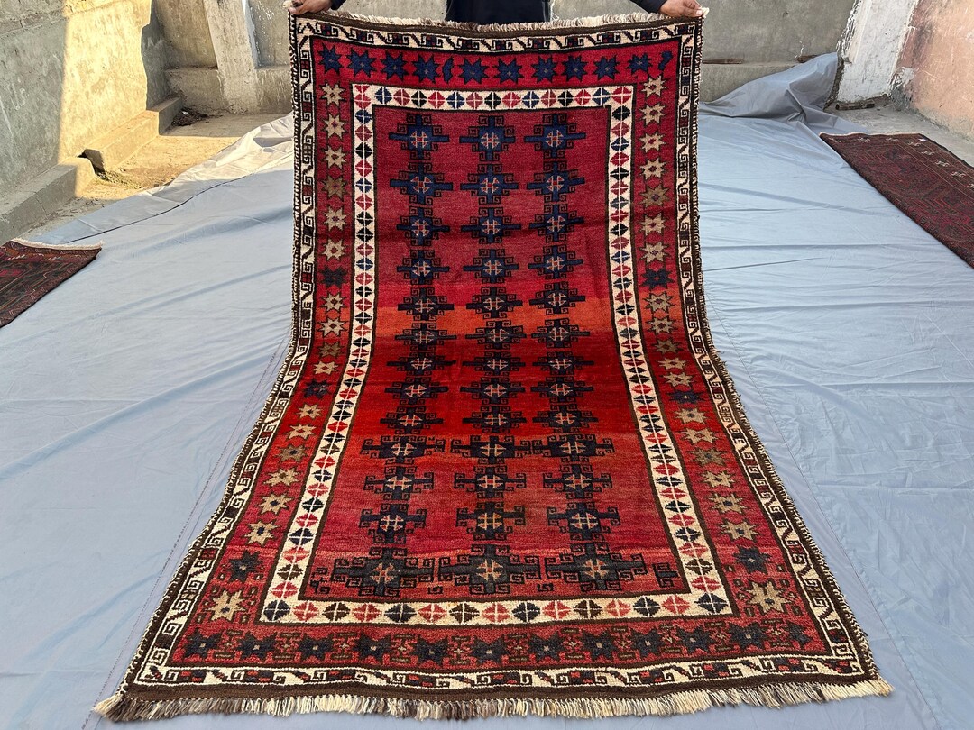 5x8 Antique Afghan Baluch Taimani Rug - Hand-knotted Tribal Wool