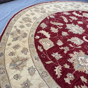 8 x 8 Afghan Hand-Knotted Modern Soft Pile Oval Oushak Design Luxury Wool Rug Elegant Floral Pattern Stylish Living Room Decor | Bedroom rug image 8