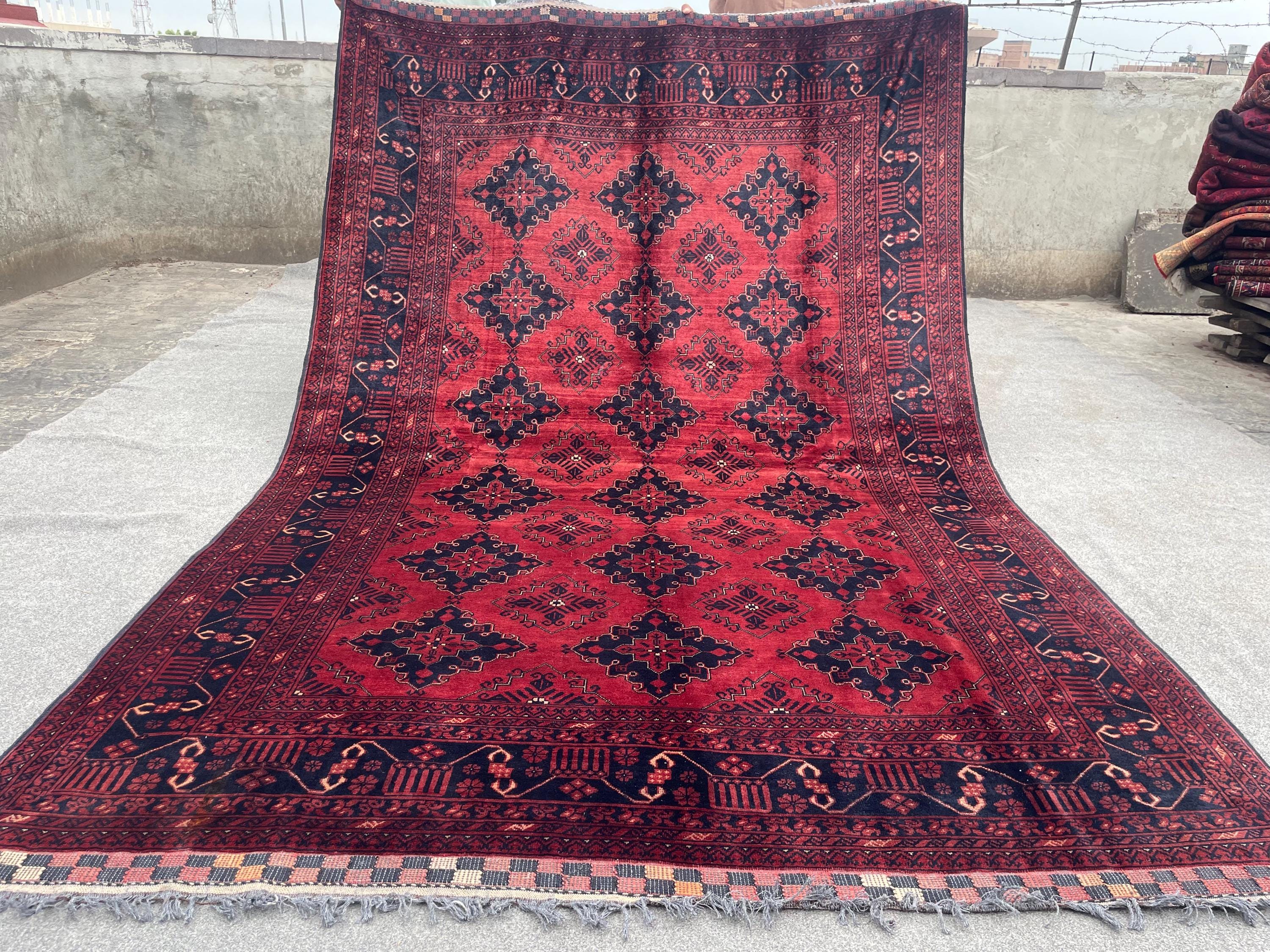 Vintage Ersari Bukhara Rug | 7x10 Hand-Knotted Wool Carpet | Tribal Geometric Pattern | Antique Turkmen Area R