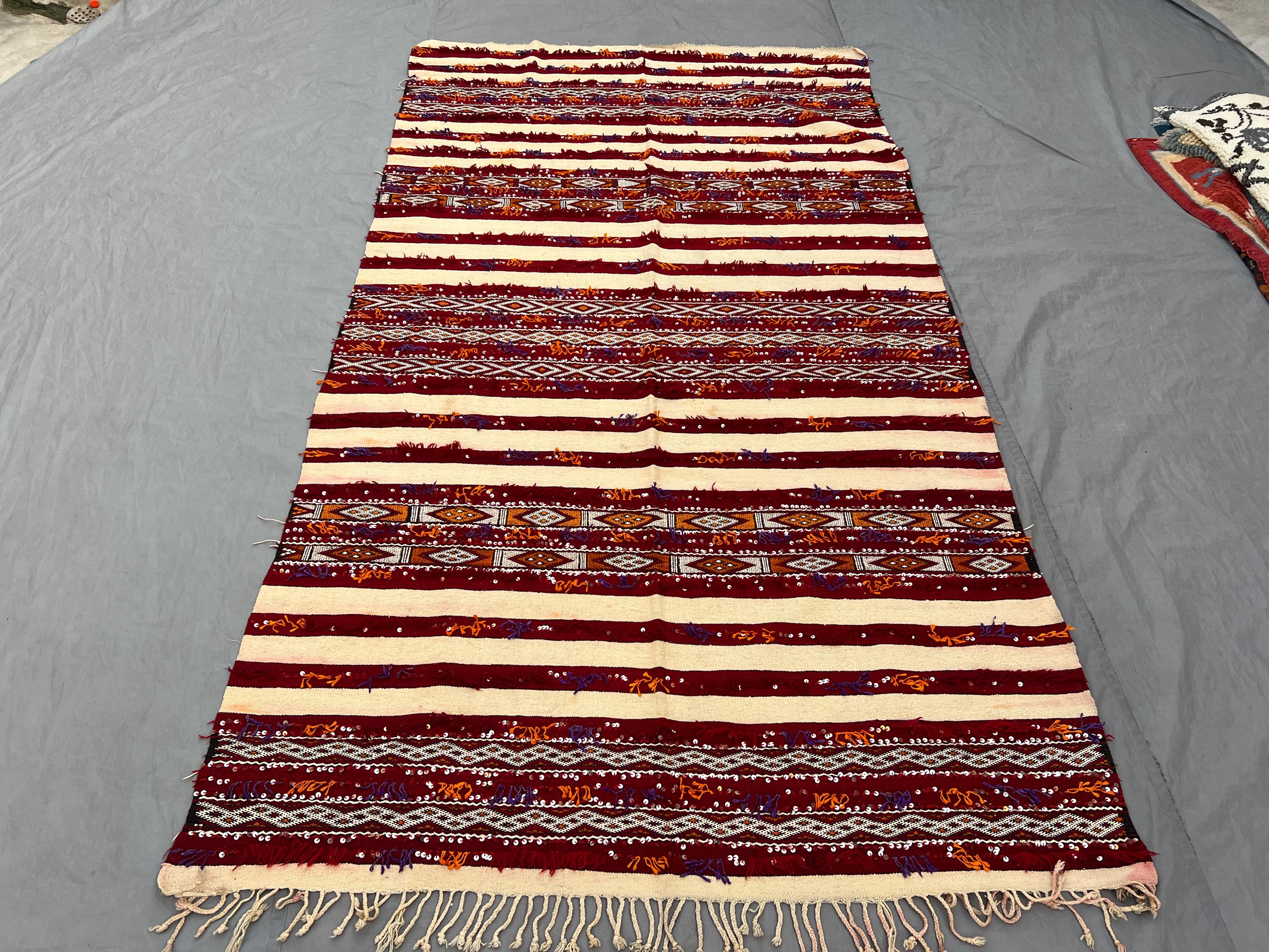 Afghan Hand Woven Kilim 5 x 9 ft Vintage Flat Weave One of a Kind Large Area Herat Design Tribal Boho Wool Decor