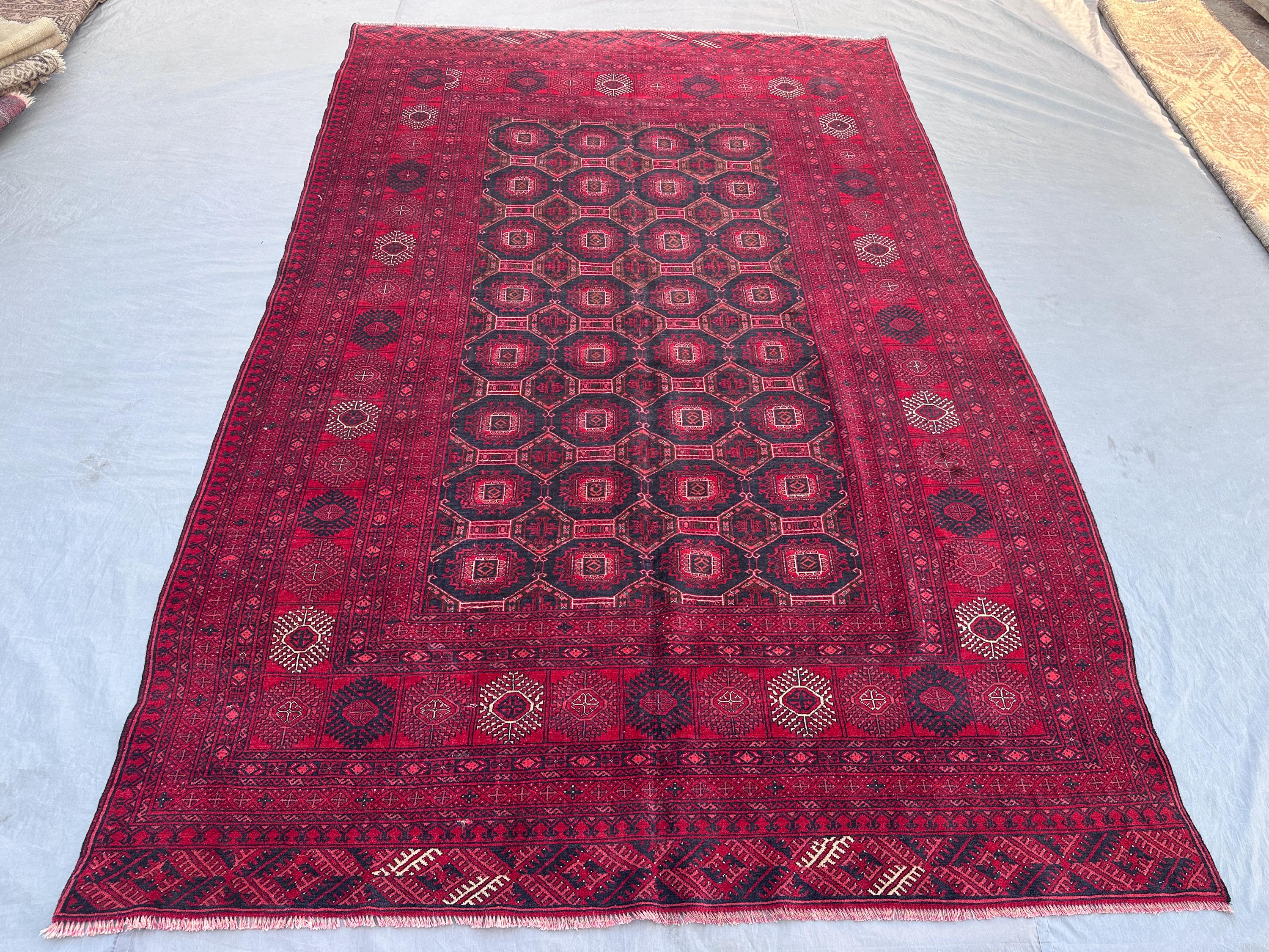 6'4 x 9'7 ft Afghan Handmade Turkmen Ersari Tribal Wool Rug, Patnosgul Design Rug, Hand-Knotted, Vintage Wool Carpet, Luxury Home Decor