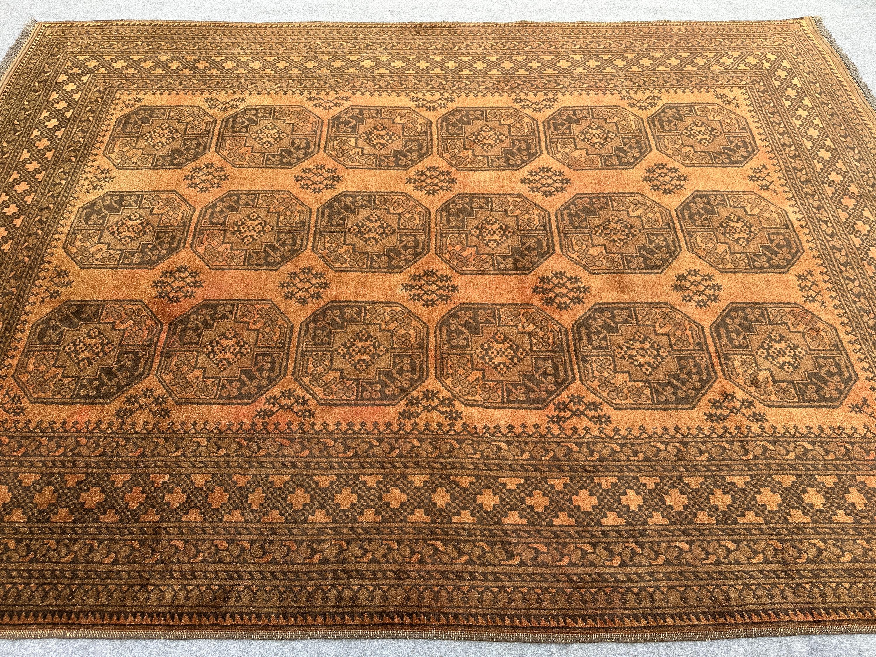 6.9x9.6 ft Afghan Terracotta Antique Rug, Turkoman Hand Knotted Wool rug, Vintage Area Rug, Oriental Rug, Living Room Rug, Outdoor Floor Rug