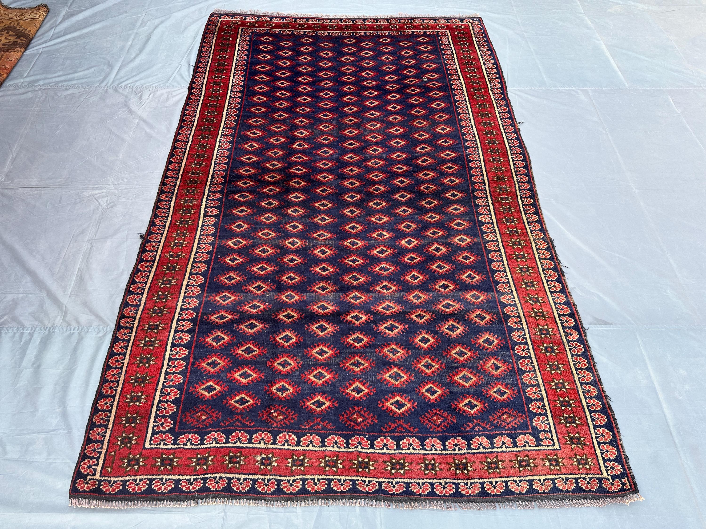 5.6x9.0 Ft Antique Afghan Baluch Tribal Rug - Hand-knotted