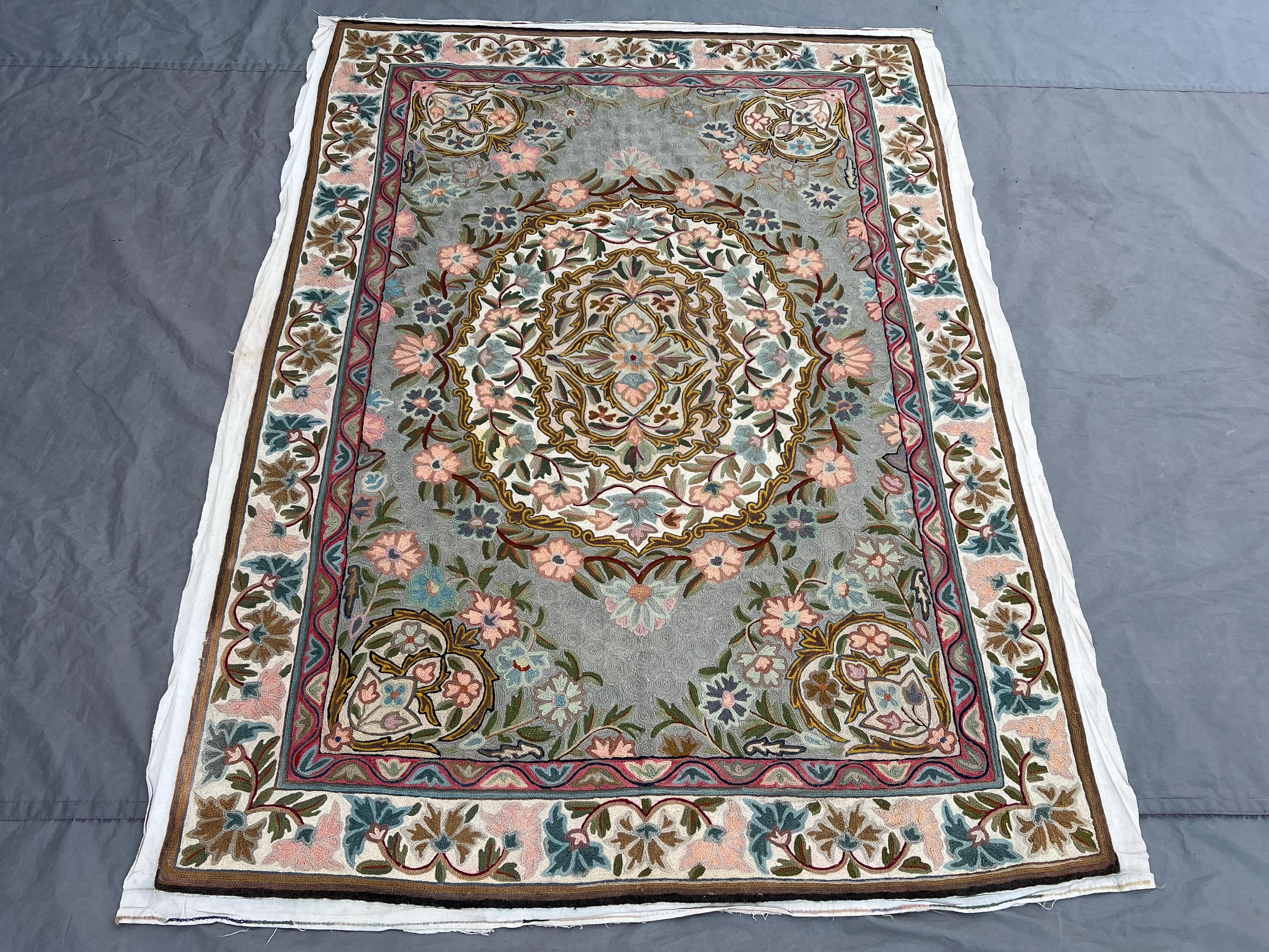 4'4x5'7 Ft Vintage Afghan Handwoven Kilim Flat Weave Rug, Floral Design, Tribal Wool, Unique Antique Living Ro