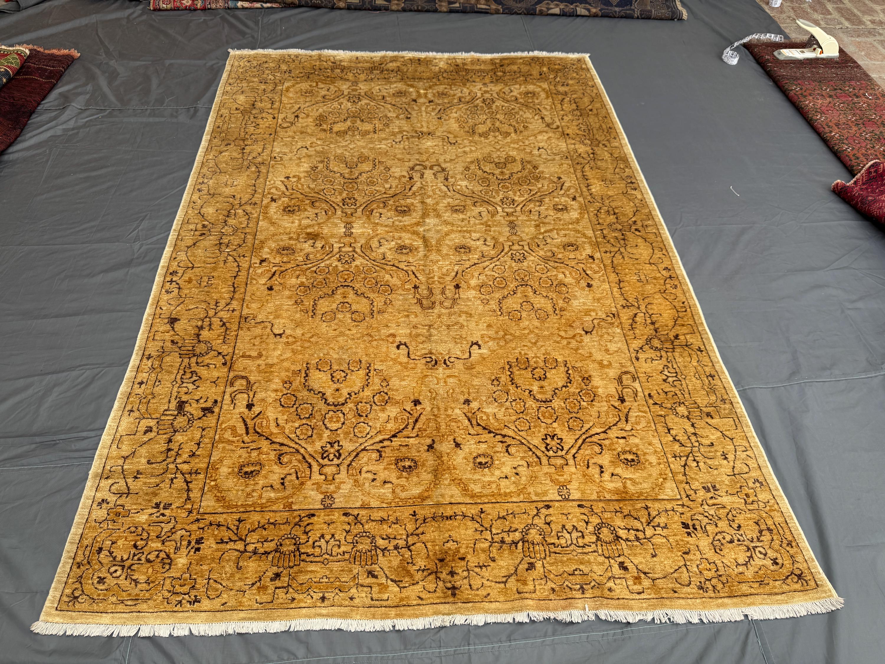 Terracotta Faded 6x8'10ft Kazak Floral Design Soft Turkish-Style Rug, Handwoven Wool, Traditional Oriental Carpet, Living Room Décor