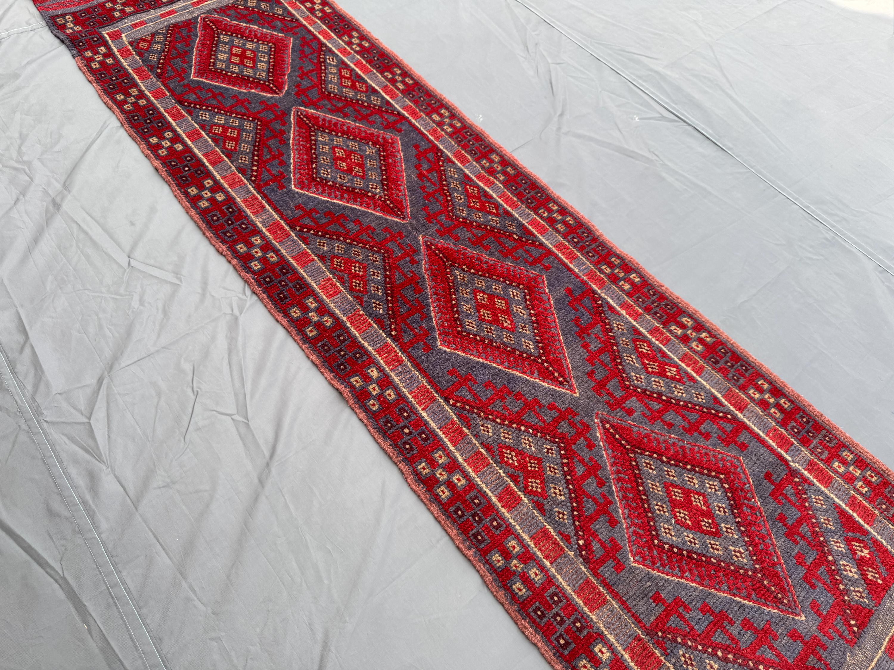 2'1x8'3 ft Runner Rug, Afghan Handmade veg dyes wool Narrow Runner rug, Antique Oriental Runner Rug, Turkmen Tribal Mashwani Rug Hallway Rug