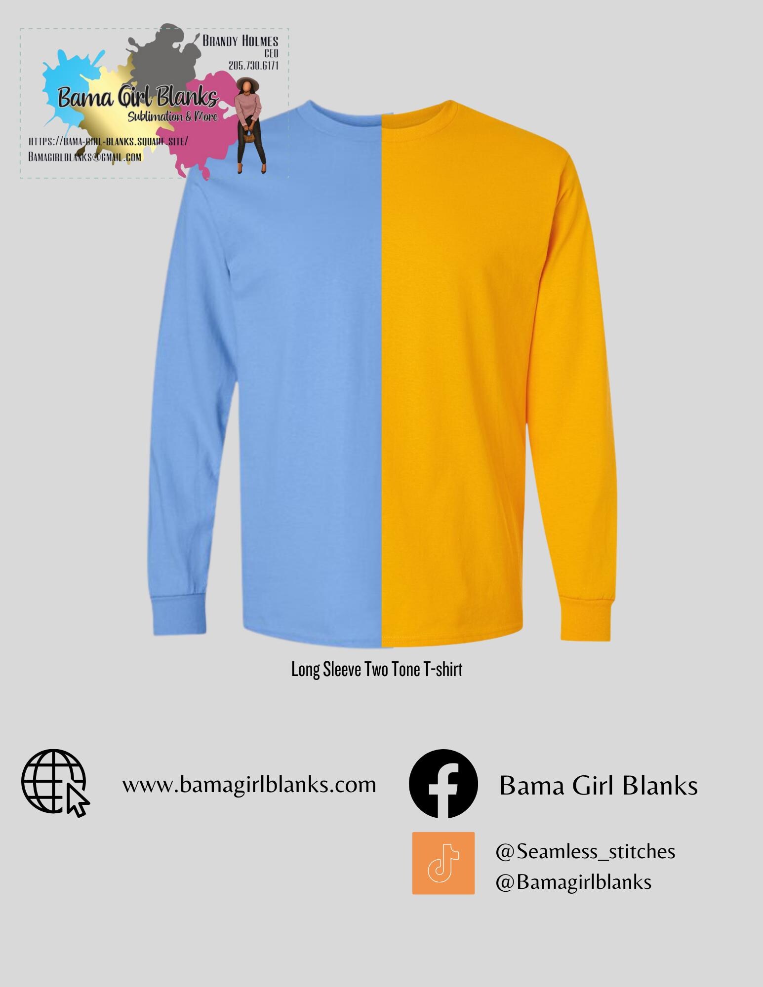 Blank Two Tone Long Sleeve T-shirt: Split Color Block Crewneck - Etsy