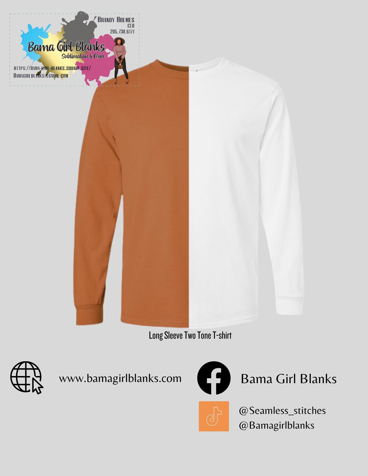 Blank Two Tone Long Sleeve T-shirt: Split Color Block Crewneck - Etsy