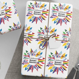 Hispanic Heritage Month Wrapping Paper, Hispanic Heritage Gift Wrap, World Flag Flower Wrap, Colorful Wrapping Paper, Hispanic Heritage