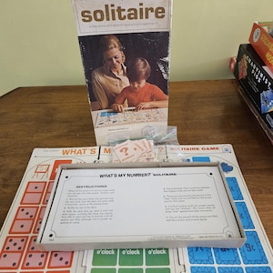 Juego de solitario Ed-U-Cards What’s My Number de 1974, para niños de 6 a 12 años, completo