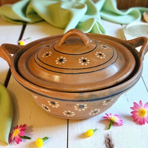 mexican clay pot with lid handmade