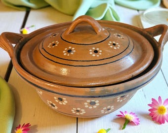 mexican clay pot with lid handmade