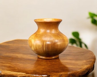 Jarrón de madera de peral para flores secas / Decoración rústica minimalista