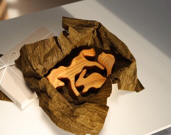 Handmade Oak Animal Figurines Set | Natural Wood Decor