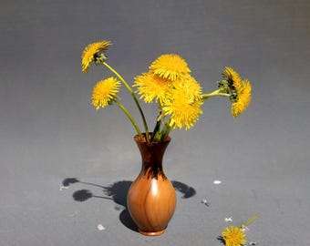 Vase fait main en bois de pommier pour fleurs séchées – Décoration unique en bois naturel