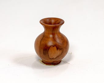 Rustic Apple Wood Vase | Minimalist Carved Decor