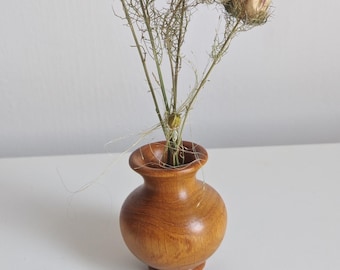 Minimalist Oak Wood Vase | Rustic Dried Floral Decor