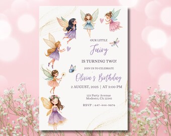 Editable Fairy Birthday Invitation: Whimsical Pixie Party (Digital Download 5x7" Canva Template)