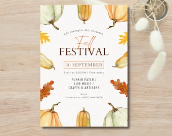 Pumpkin Fall Festival Invitation: Rustic Autumn Party (Digital Download)