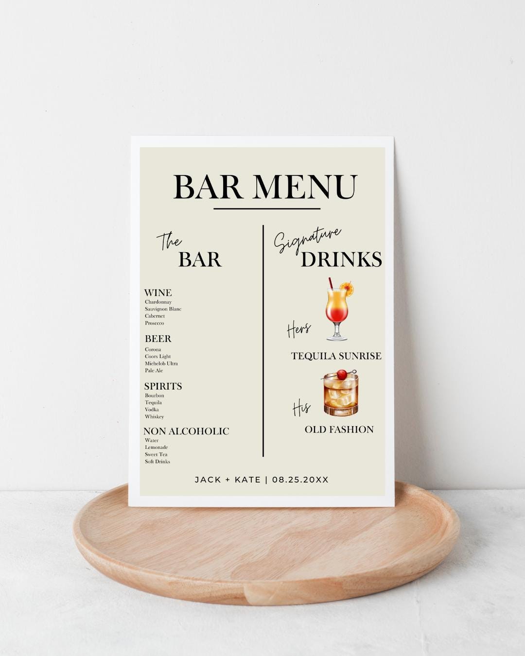 Custom Wedding Bar Menu Sign: Signature Drinks (Digital Download)