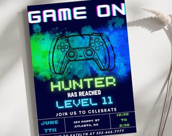 Game On Birthday Invitation, Gaming Kid's Birthday Invitation, Kid's Birthday Invite, Editable Birthday Invite, Video Games Birthday Invite