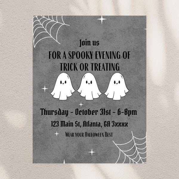 Spooky Trick or Treat Invitation: Halloween Night (Digital Download)