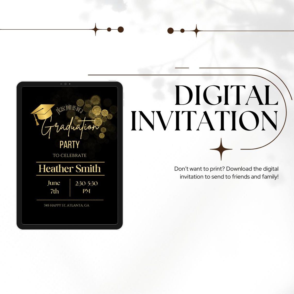 Black & Gold Graduation Invitation - Etsy