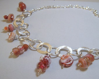 Handmade Lampwork Glass Necklace - Sunset Earth (N-193)