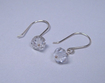 Dainty Earrings - Clear Crystal on Sterling Silver  (E-101)