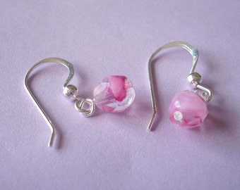 Dainty Earrings - Pink Lampwork (E-93)