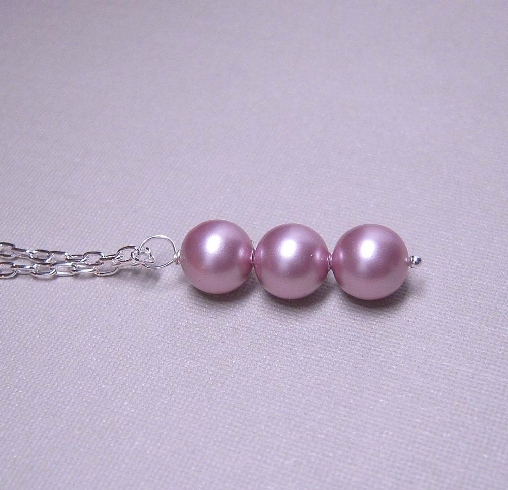 Pearl Necklace - Trio of Powder Rose on Sterling Silver (N