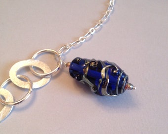 Handmade Lampwork Glass and Silver Circles Necklace - Time and Relative Dimension in Space (N-204)