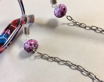 Eye Glasses Leash/Lanyard - Purple Dotted Lampwork (EG-21)