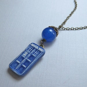 Tiny Police Box Necklace in Brass (N-200)