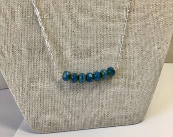 Czech Glass Necklace on Sterling Silver Chain - Delphinium Blue (N-237)