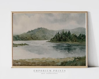 絵画　湖 霧の湖の絵画：オリジナル水彩風景画（8 x 6インチ） - Etsy 日本