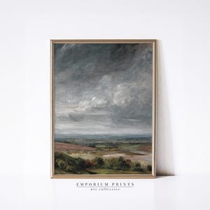 Stormy Landscape with Marsh Print | PRINTABLE Moody Sky & Meadow Wall Art | Rustic Digital Nature Scene for Lodge or Country Decor
