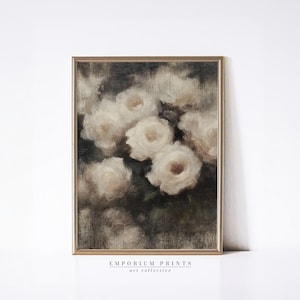 Vintage Roses Oil Painting, Moody Floral Still Life, Romantic Botanical Wall Art, Victorian Flower Print, Antique Home Decor, PRINTABLE