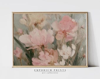 【Risbonum☆】油絵　原画　抽象画　北欧　春　花　ピンク　F12 ピンクのリンゴの花の水彩画、春の自然の風景、春に花が咲く果樹園の
