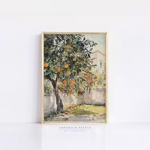 Spanish Kitchen Decor | Orange Tree Vintage Watercolor Painting | PRINTABLE Downloadable Art