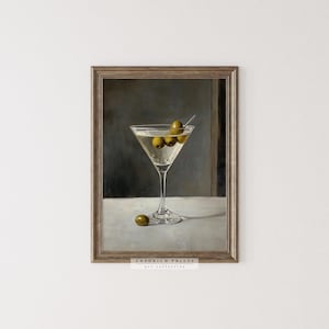 Martiniglaskunstprint, cocktailbar winkelwagen wanddecoratie vintage schilderij digitaal AFDRUKBARE download, Emporium prints