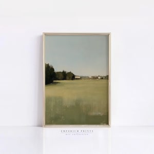 Green Landscape Painting | Country Scenery Nature Print | Farmhouse PRINTABLE Digital