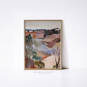 River Landscape | Countryside Wall Art | Pastel Nature Art Trendy Abstract Landscape Oil Painting Downloadable Art | Cottage Core Decor