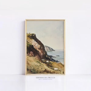 Aesthetic Room Decor Vintage Landscape Oil Painting | Preppy Wall Art Cottage Core Decor | Neutral Wall Art Downloadable Print