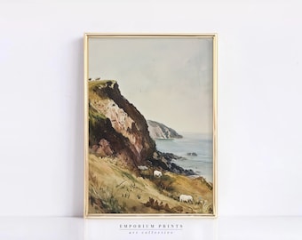 Aesthetic Room Decor Vintage Landscape Oil Painting | Preppy Wall Art Cottage Core Decor | Neutral Wall Art Downloadable Print