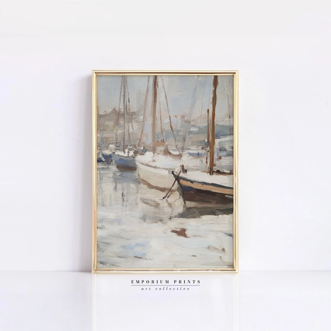 Sailboat Painting | Neutral Lake House Wall Art | Nautical Decor ...