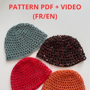 Tuto Crochet Bonnet Résille PDF + VIDEO (fr/en) / Crochet Mesh Beanie Pattern whit video (fr/en)